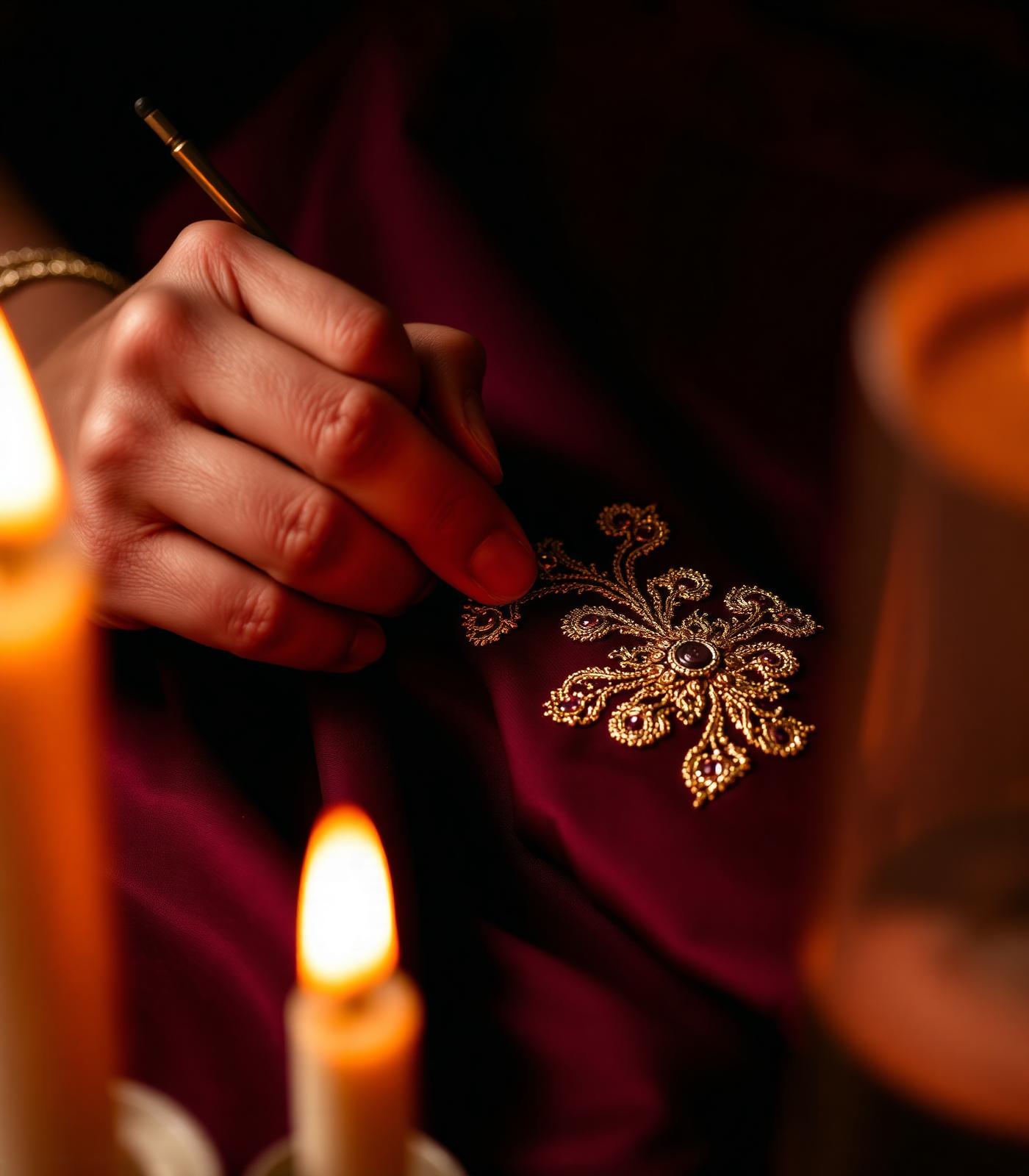 Zardosi embroidery in progress